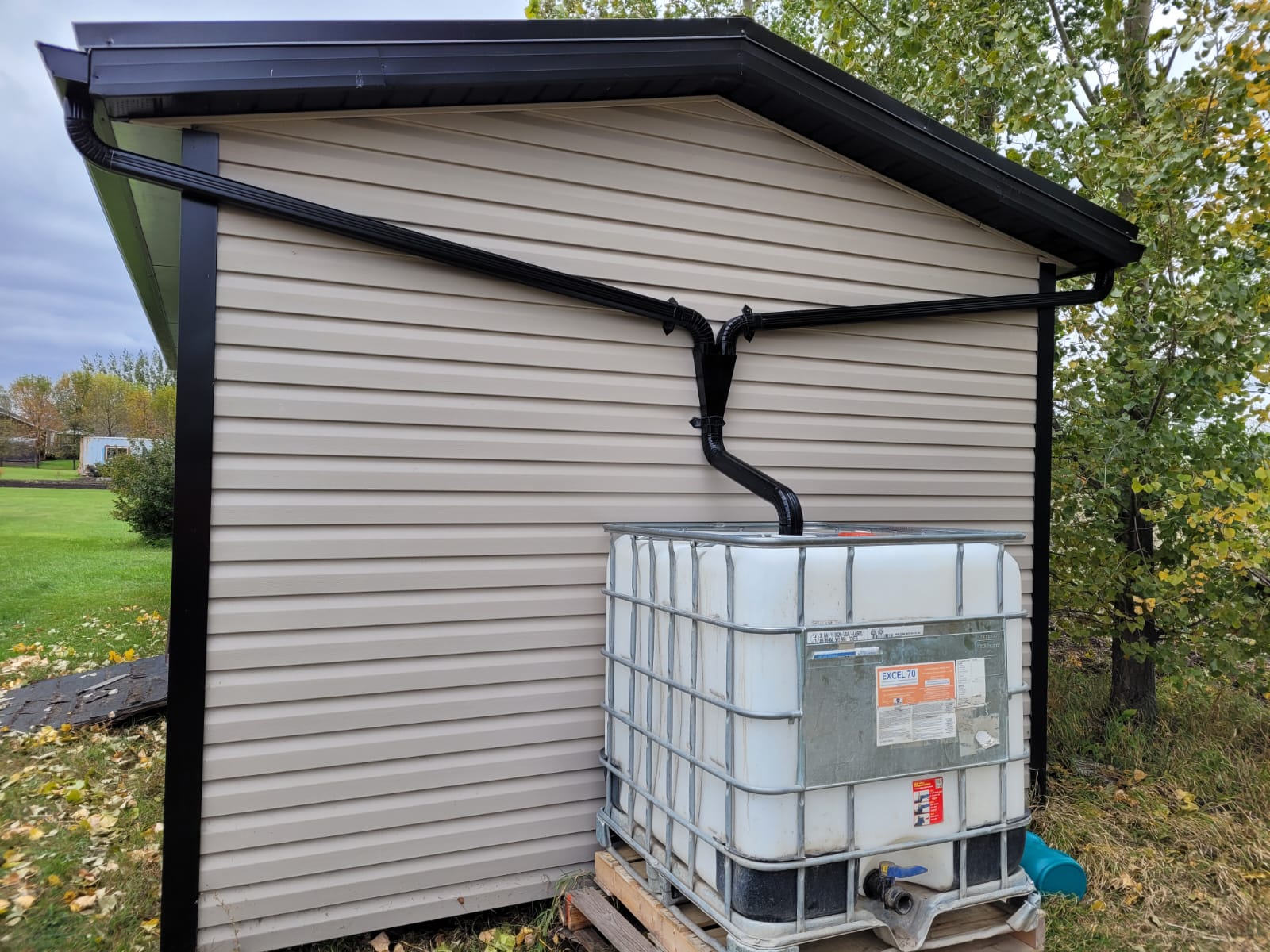 Garage or shed with new eavestroughs